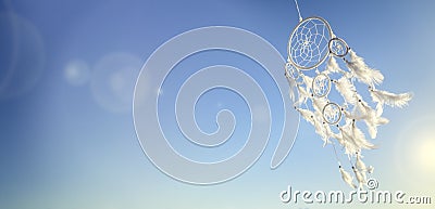 Dream catcher on blue sky background with copy space Stock Photo