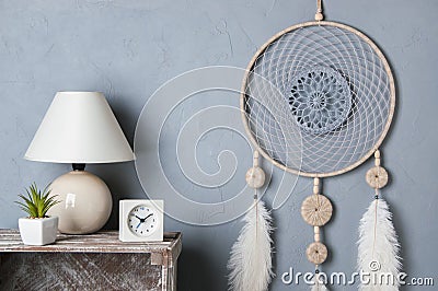 Dream catcher on gray Stock Photo