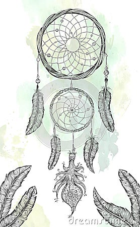 Dream catcher hand drawn . Vector Illustration