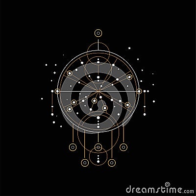 Dream catcher, religion, shamanism, spirituality ethnic symbol vector Illustration on a black background Vector Illustration