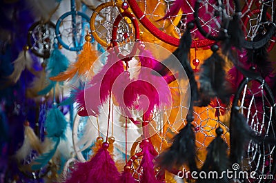 Dream catchers on artisan market Stock Photo