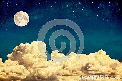 Dream Clouds and Moon Stock Photo