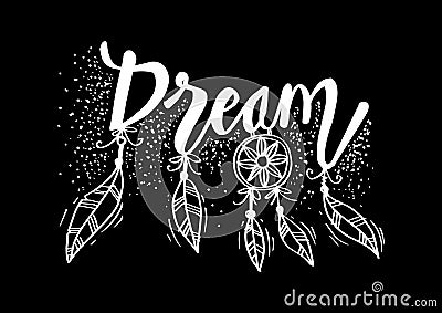 Dream hand lettering. Quote wall decor. Stock Photo