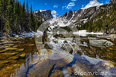 Dream Lake at the Rocky Mountain National Park Stock Photo
