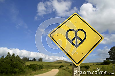Dream of peace and love road sign icon concept Stock Photo