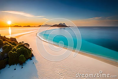 Dream scene, Beautiful beach view with white sand and blue water, summer vibe, holiday Stock Photo