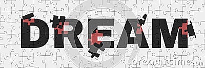 Dream success and goal motivation. Puzzle missing piece. Vector illustration Cartoon Illustration
