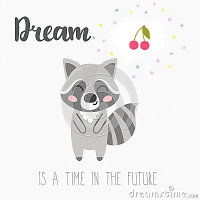 A dream is a time in the future. Motivation phrase. Cute postcard. Inspirational quote. Hand drawn lettering Vector Illustration