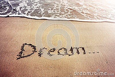 Dream title on the sand Stock Photo