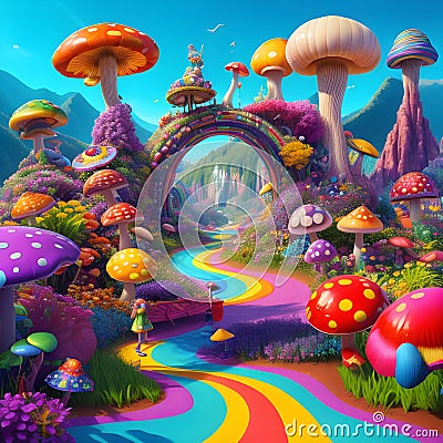 A surreal psychedelic musical dream,Generative AI Illustration Stock Photo