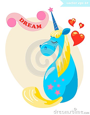 Dream unicorn Cartoon Illustration