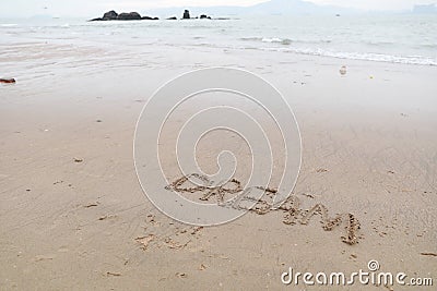 Dream word - letters on the sandy beach Stock Photo