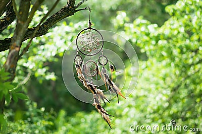 Dreamcatcher, spiritual folk american native indian amulet. Shaman Stock Photo