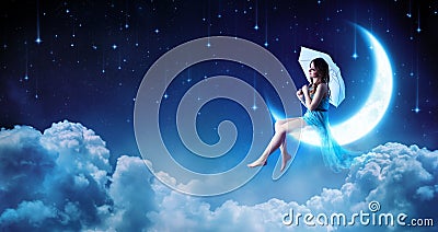 Dreaming In The Fantasy Night Stock Photo