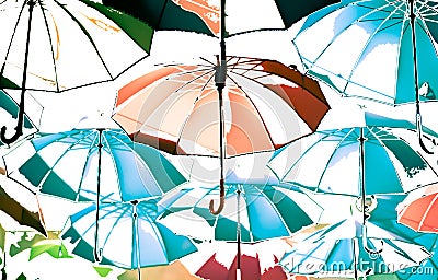 A background of colorful umbrellas like the rainbow Editorial Stock Photo