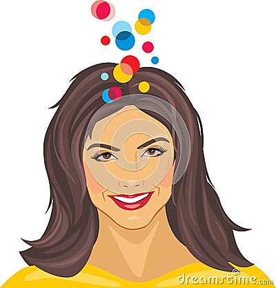 Dreaming smiling woman Vector Illustration