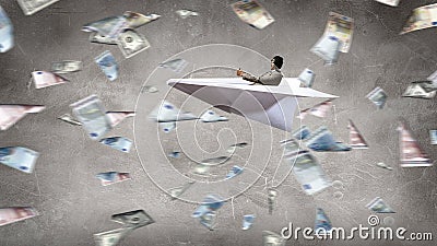 Dreaming to be aviator. Mixed media Stock Photo