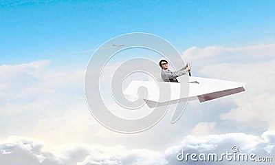 Dreaming to surf the sky. Mixed media Stock Photo