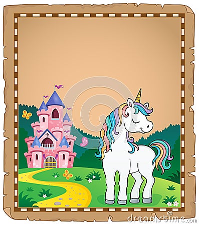 Dreaming unicorn theme parchment 3 Vector Illustration