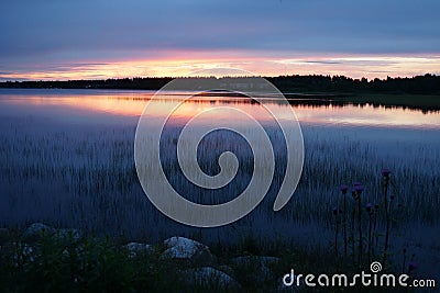Dreamlike evening view of Vuokatti in Finland Stock Photo