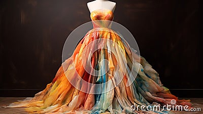 Dreamlike Horizons: A Painted Gown On A Mannequin Body Stock Photo