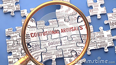 Dreams Confusional arousals as a complex and multipart topic with many connecting elements defining vital ideas and concepts Stock Photo