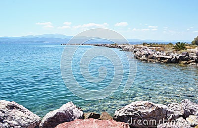 Dreams island beach at Eretria Euboea Greece Stock Photo