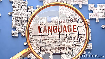 Dreams Language as a complex and multipart topic with many connecting elements defining vital ideas and concepts about Language Stock Photo