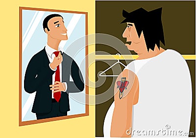 Dreams and reality Vector Illustration