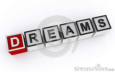 dreams word block on white Stock Photo