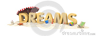 DREAMS - word of sand Cartoon Illustration