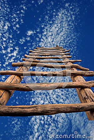 Dreamscape with Kiva Ladder and Sky Stock Photo