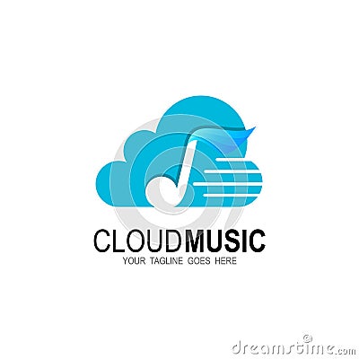 Cloud music logo, Music logo, melody icons Vector Illustration