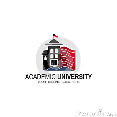 University college school academy crest logo Vector Illustration