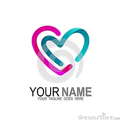 CM logo with love design combination, heart and letter CM Vector Illustration