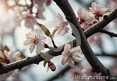 Cherry Blossom Prelude: Signaling Spring's Arrival Stock Photo