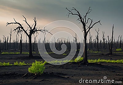 Resilience Rising: Rebirth After Forest Devastation Stock Photo