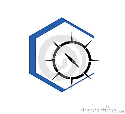 Compass Logo Template. Location, navigator. Cartoon Illustration
