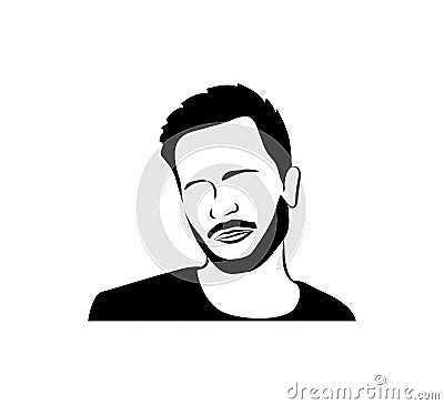 Man`s face with beard. Mustache, logo vector. Cartoon Illustration