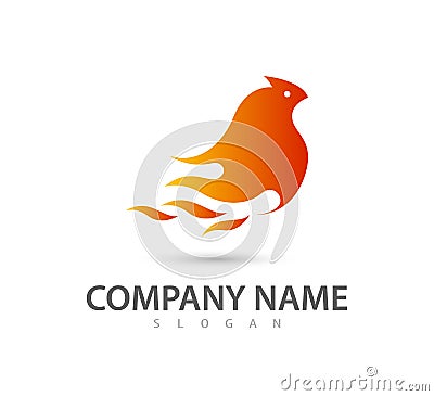 Fire Flame Bird abstract logo vector template. New trendy concept. Vector icon template Stock Photo