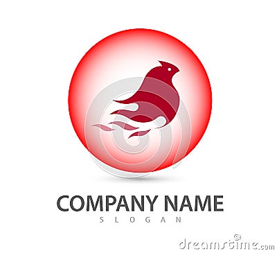 Fire Flame Bird abstract logo vector template. New trendy concept. Vector icon template Stock Photo