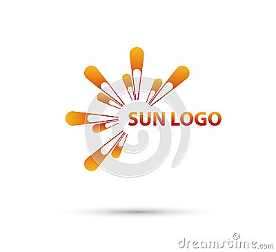 Sun ilustration vector logo, icon Isolated, light in white background. Stock Photo