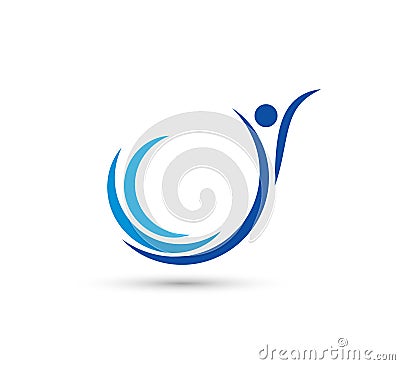 People blue water waves logo vector illustration Stock Photo