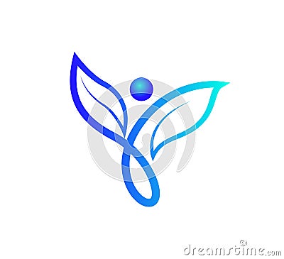 Abstract beauty butterfly yoga people logo vector Cartoon Illustration