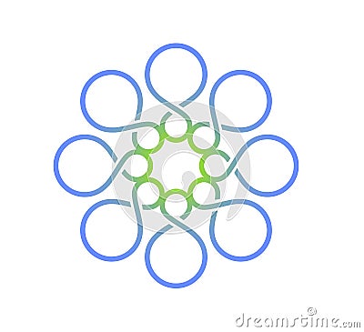Abstract flower shape logo template. Colorful 8 shaped, infinity shaped, sphere vector design. Stock Photo