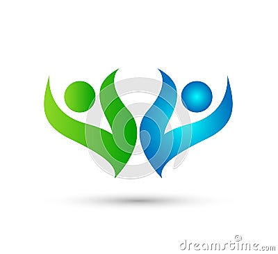 People together icon logo template. Cartoon Illustration