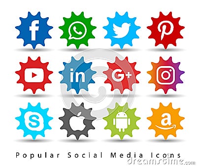 Popular social media icons. Cartoon Illustration