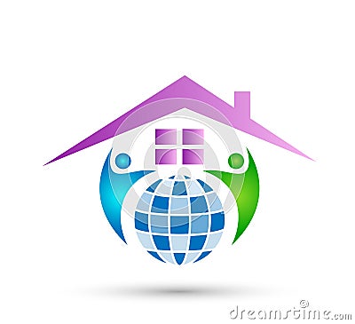 House community model abstract, family real estate logo vector. Cartoon Illustration