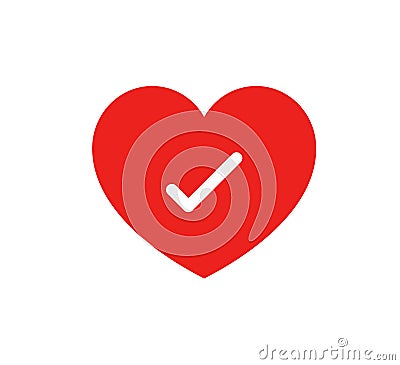 Heart and tick icon. Stock Photo