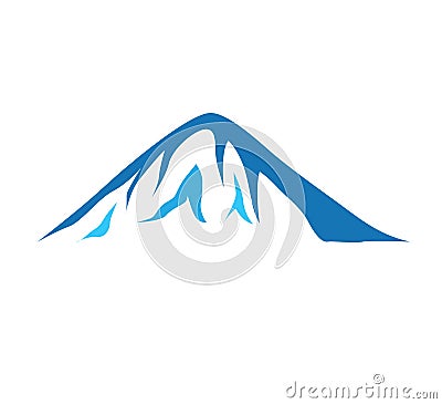 Mountain or hill or blue Peak logo design vector. Camp or adventure icon, Landscape symbol Cartoon Illustration